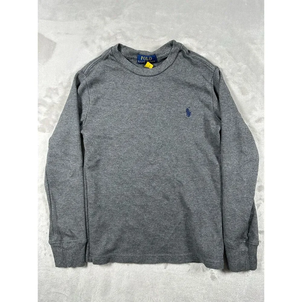 Polo‎ Ralph Lauren Boys Waffle Knit Gray Long Sleeve Sweater (S/8)